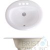 B613 VITREOUS CHINA OVAL DROP-IN BATHROOM SINK-3 FAUCET HOLES